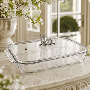 Arthur Court Bunny Bunny Lid with Pyrex 3 quart Baking Dish
