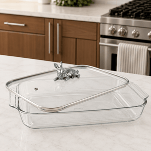 Arthur Court Bunny Bunny Lid with Pyrex 3 quart Baking Dish