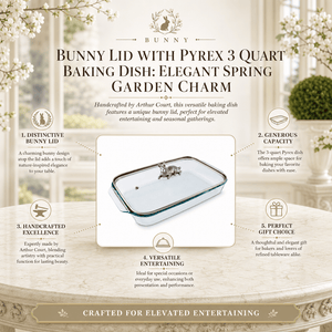 Arthur Court Bunny Bunny Lid with Pyrex 3 quart Baking Dish