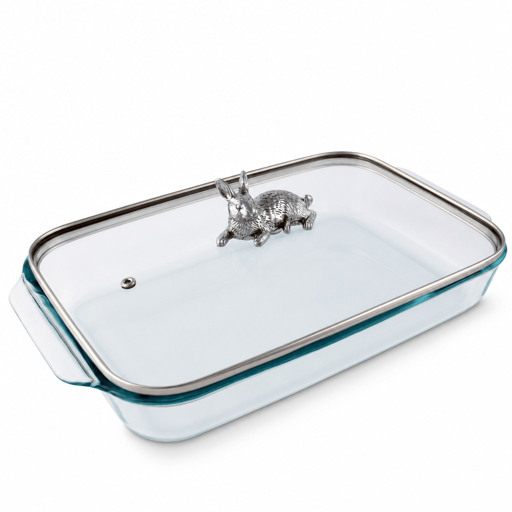 Arthur Court Bunny Bunny Lid with Pyrex 3 quart Baking Dish