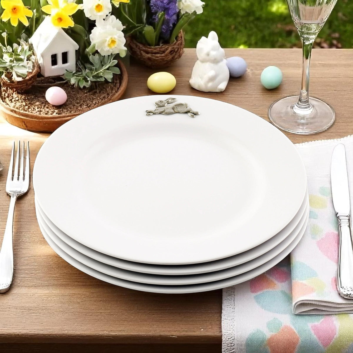 Arthur Court Bunny Bunny / Rabbit Melamine Lunch Plates - Set of 4