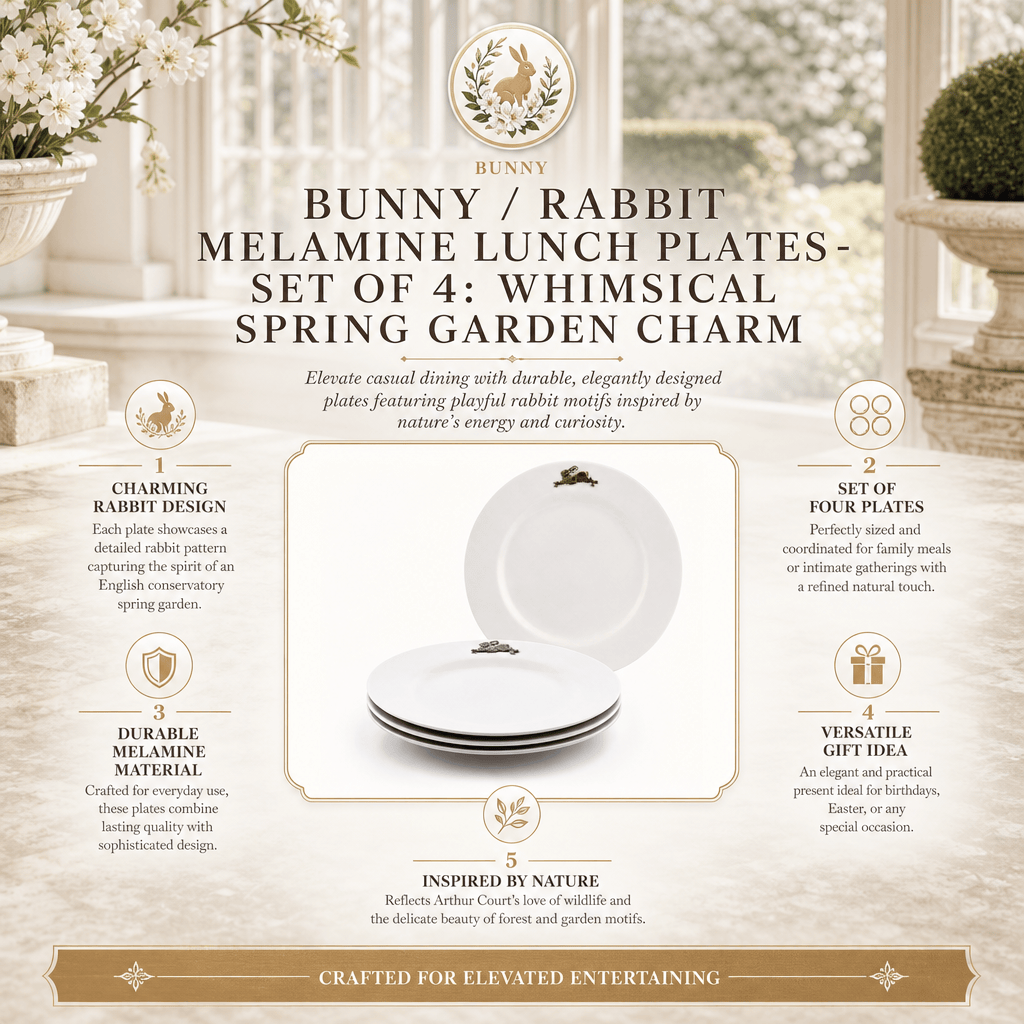 Arthur Court Bunny Bunny / Rabbit Melamine Lunch Plates - Set of 4