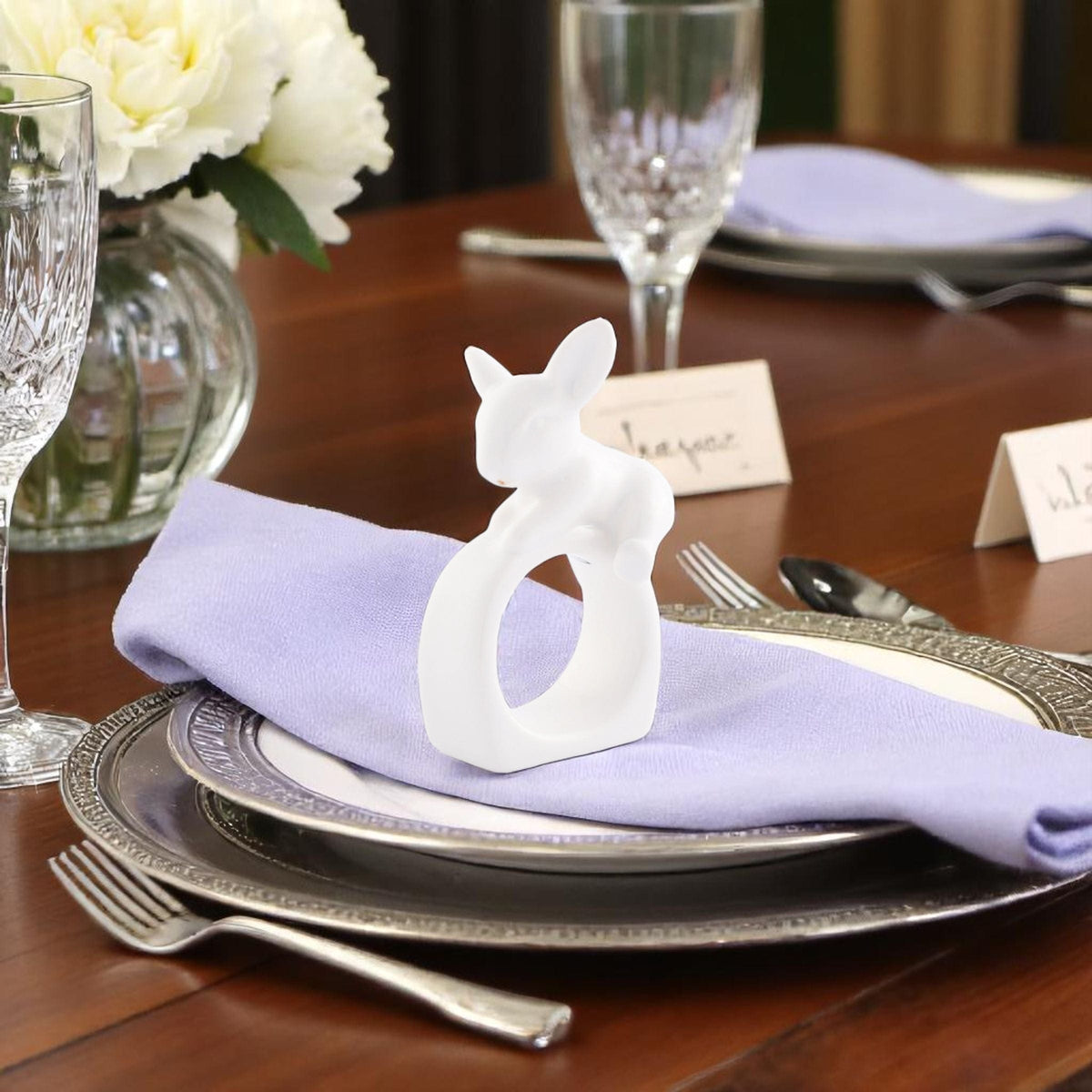 Arthur Court Bunny Porcelain Climbing Bunny Napkin Rings - Set of 4