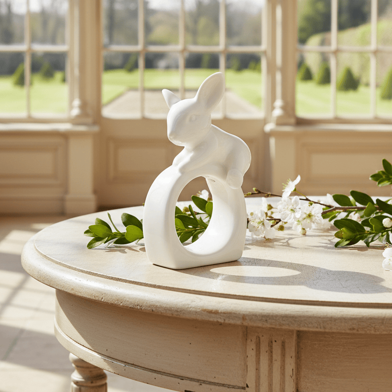 Arthur Court Bunny Porcelain Climbing Bunny Napkin Rings - Set of 4