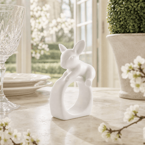 Arthur Court Bunny Porcelain Climbing Bunny Napkin Rings - Set of 4