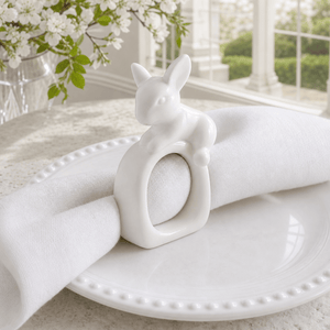 Arthur Court Bunny Porcelain Climbing Bunny Napkin Rings - Set of 4