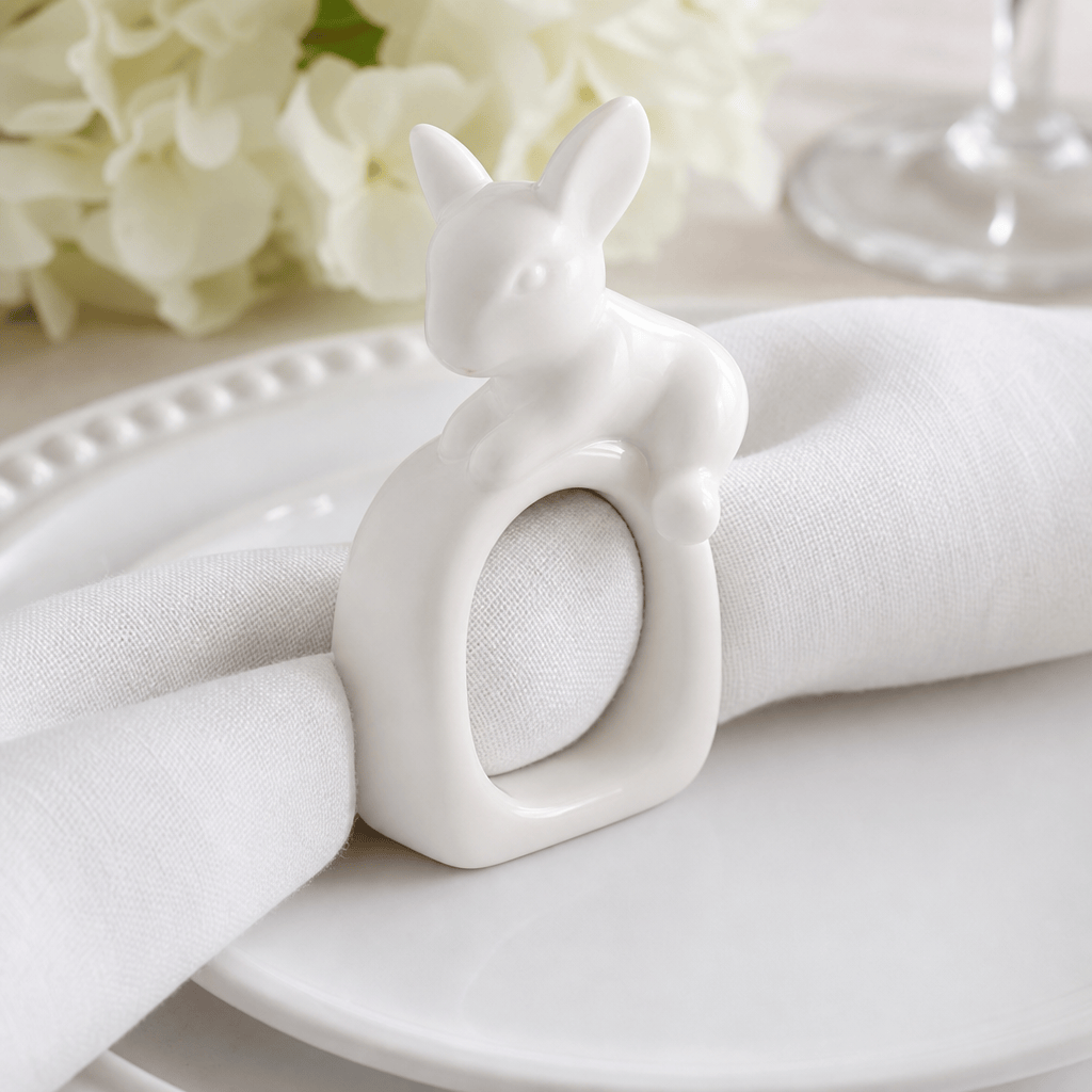 Arthur Court Bunny Porcelain Climbing Bunny Napkin Rings - Set of 4