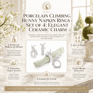 Arthur Court Bunny Porcelain Climbing Bunny Napkin Rings - Set of 4