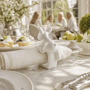 Arthur Court Bunny Porcelain Climbing Bunny Napkin Rings - Set of 4
