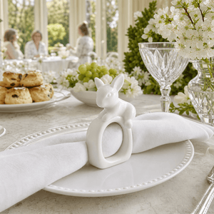 Arthur Court Bunny Porcelain Climbing Bunny Napkin Rings - Set of 4