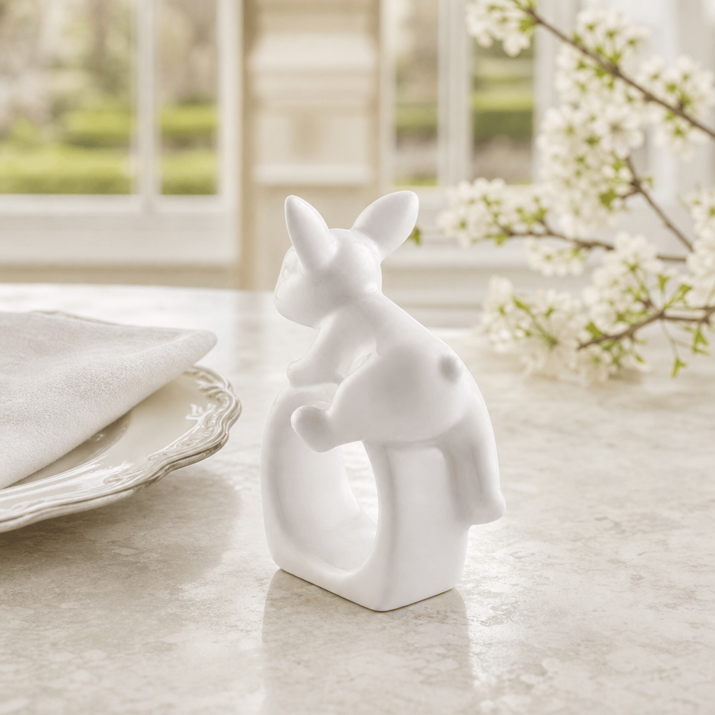 Arthur Court Bunny Porcelain Climbing Bunny Napkin Rings - Set of 4