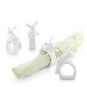 Arthur Court Bunny Porcelain Climbing Bunny Napkin Rings - Set of 4