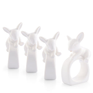 Arthur Court Bunny Porcelain Climbing Bunny Napkin Rings - Set of 4