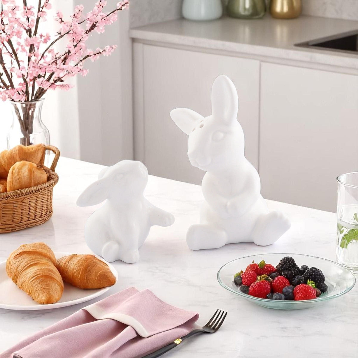 Arthur Court Bunny Porcelain Mother and Son Bunny Salt and Pepper