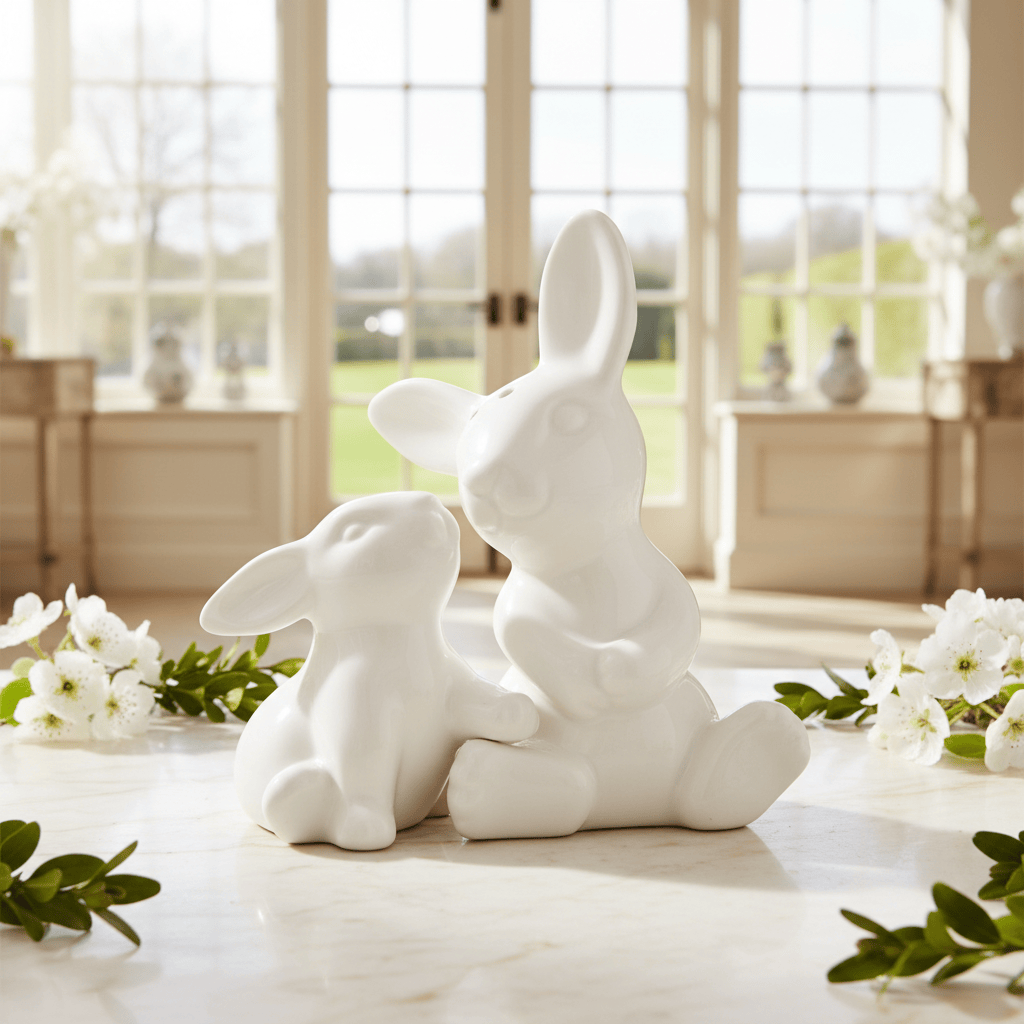 Arthur Court Bunny Porcelain Mother and Son Bunny Salt and Pepper