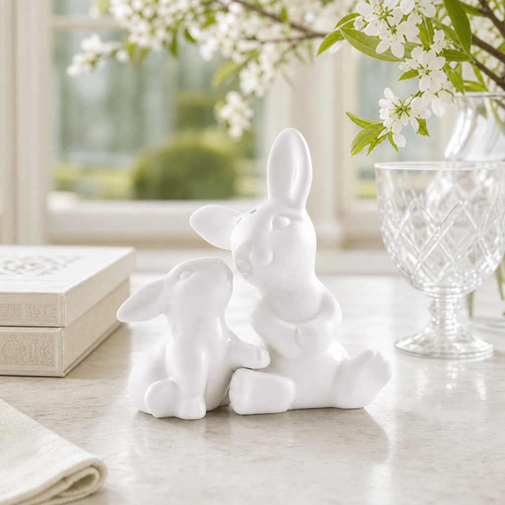 Arthur Court Bunny Porcelain Mother and Son Bunny Salt and Pepper