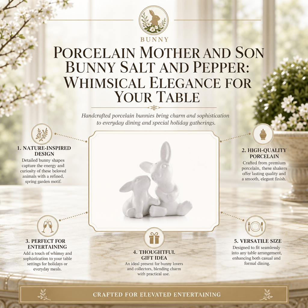 Arthur Court Bunny Porcelain Mother and Son Bunny Salt and Pepper
