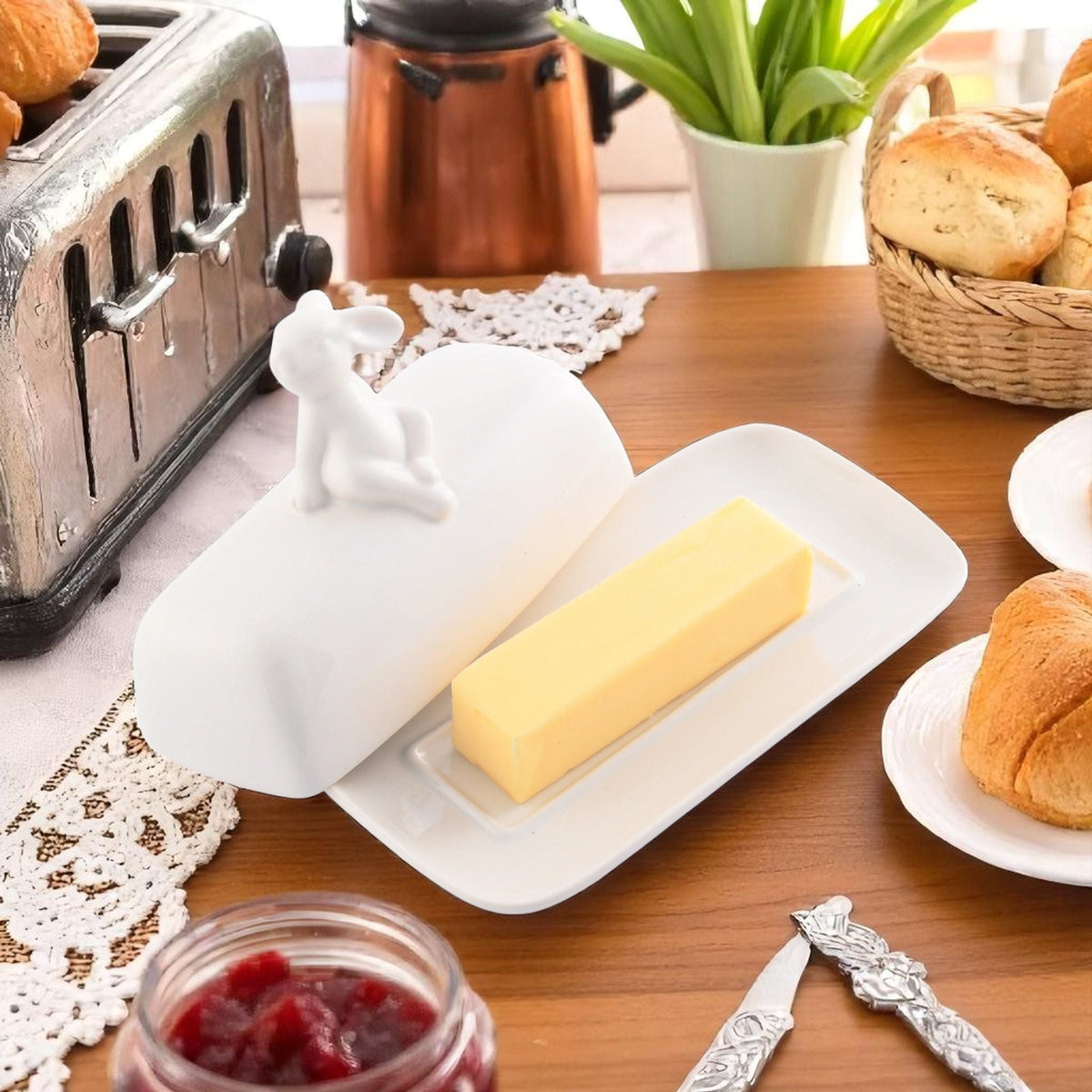 Arthur Court Bunny Porcelain Sitting Bunny Butter Dish