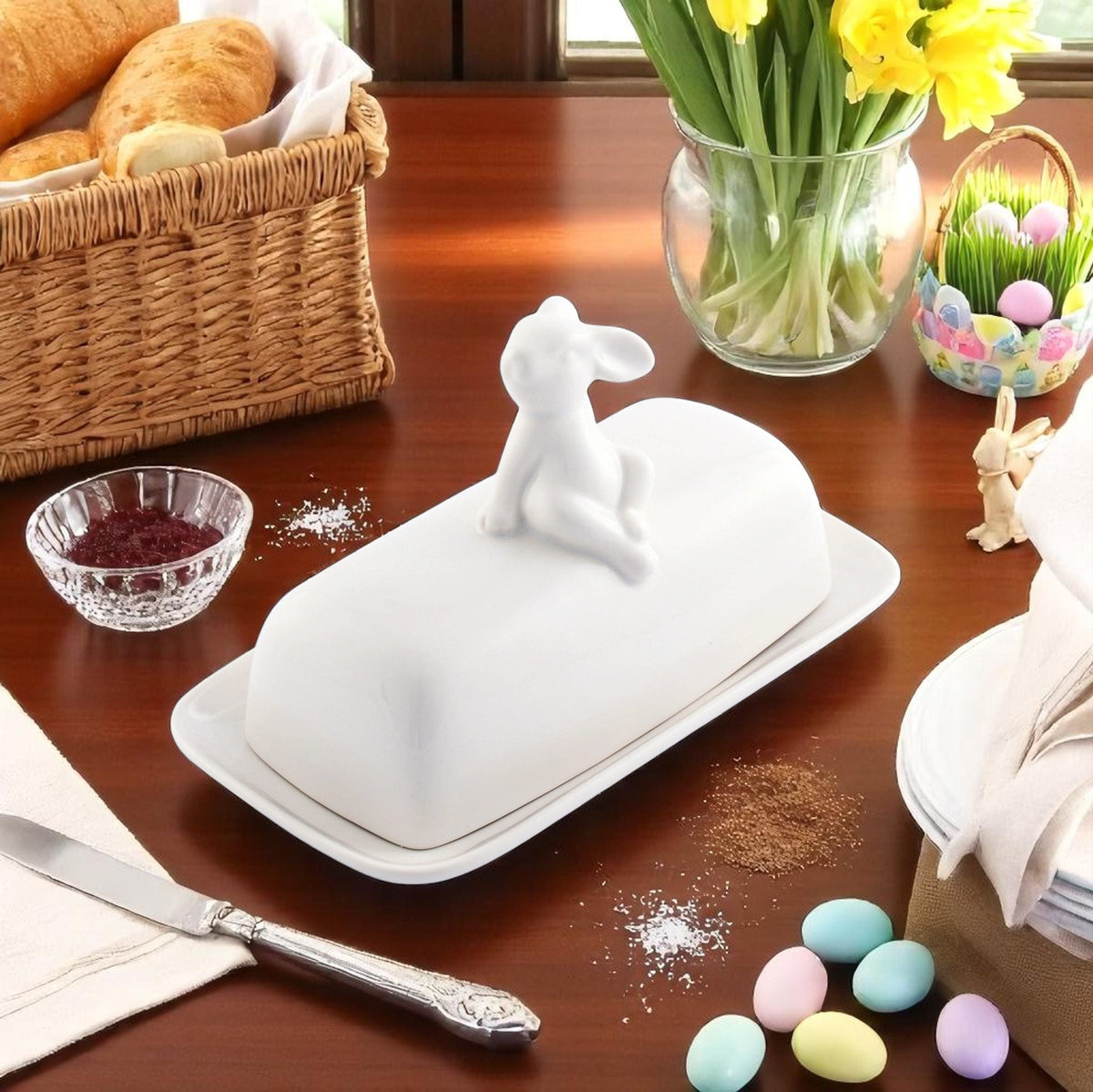 Arthur Court Bunny Porcelain Sitting Bunny Butter Dish