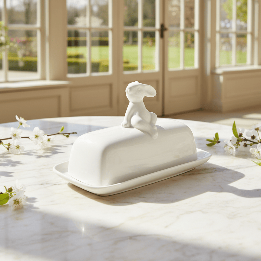 Arthur Court Bunny Porcelain Sitting Bunny Butter Dish