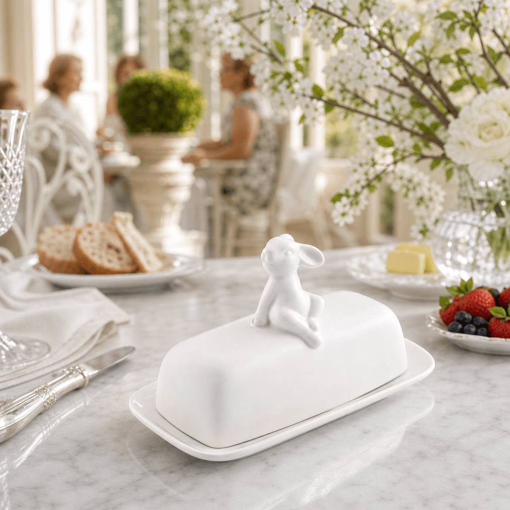 Arthur Court Bunny Porcelain Sitting Bunny Butter Dish