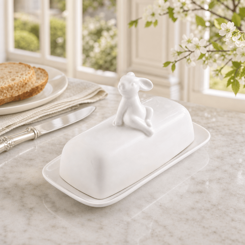 Arthur Court Bunny Porcelain Sitting Bunny Butter Dish