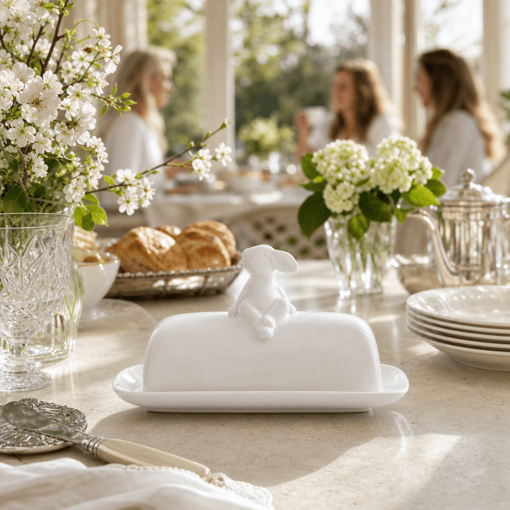 Arthur Court Bunny Porcelain Sitting Bunny Butter Dish