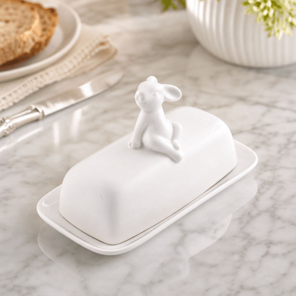 Arthur Court Bunny Porcelain Sitting Bunny Butter Dish