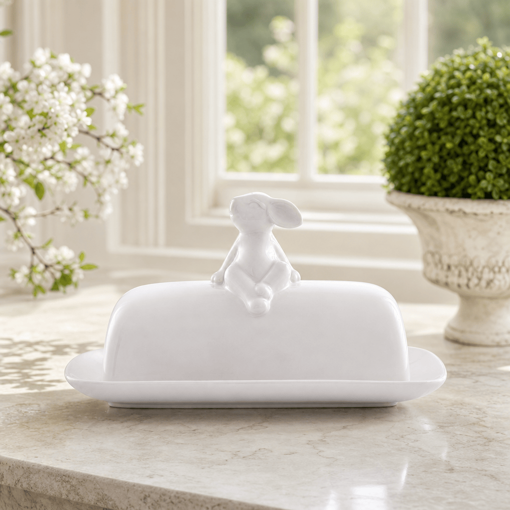 Arthur Court Bunny Porcelain Sitting Bunny Butter Dish