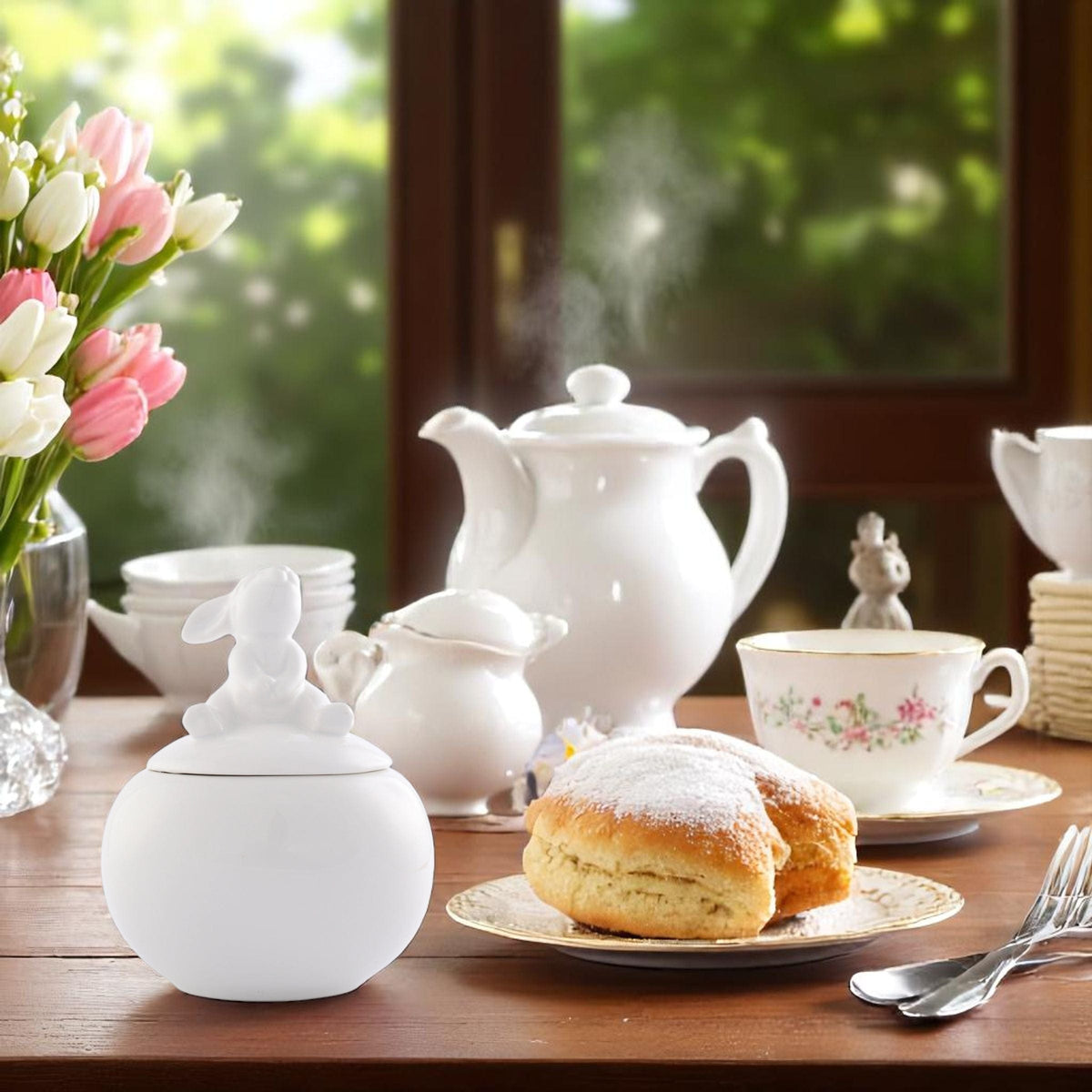 Arthur Court Bunny Porcelain Sitting Bunny Sugar Bowl