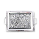 Arthur Court Bunny Running Rabbit Glass Top Serving Tray