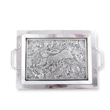 Arthur Court Bunny Running Rabbit Glass Top Serving Tray