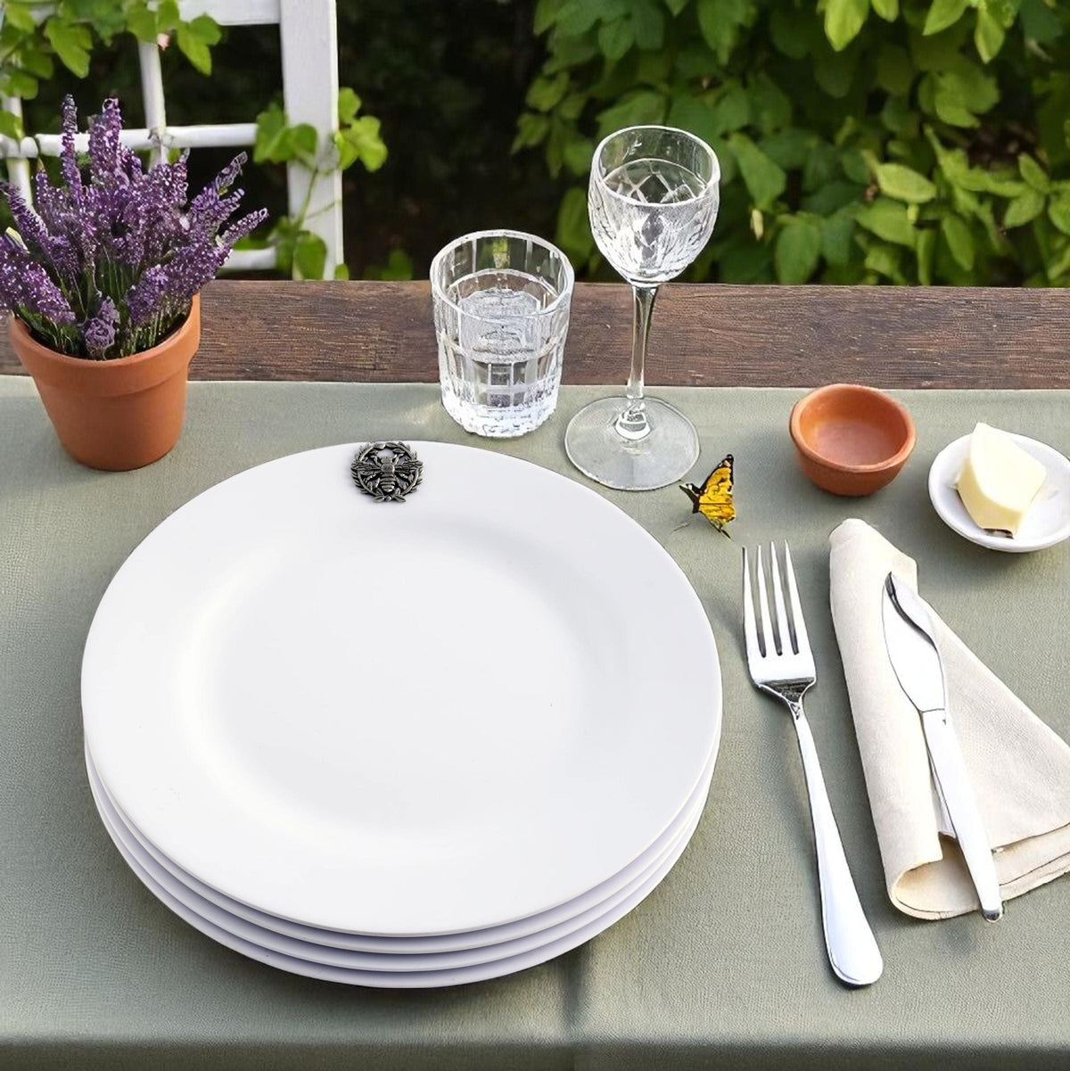 Arthur Court Butterfly Bee Melamine Lunch Plates - Set of 4