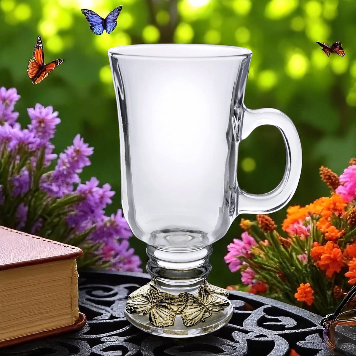 Arthur Court Butterfly Butterfly 24 Gold Plated Glass Mug
