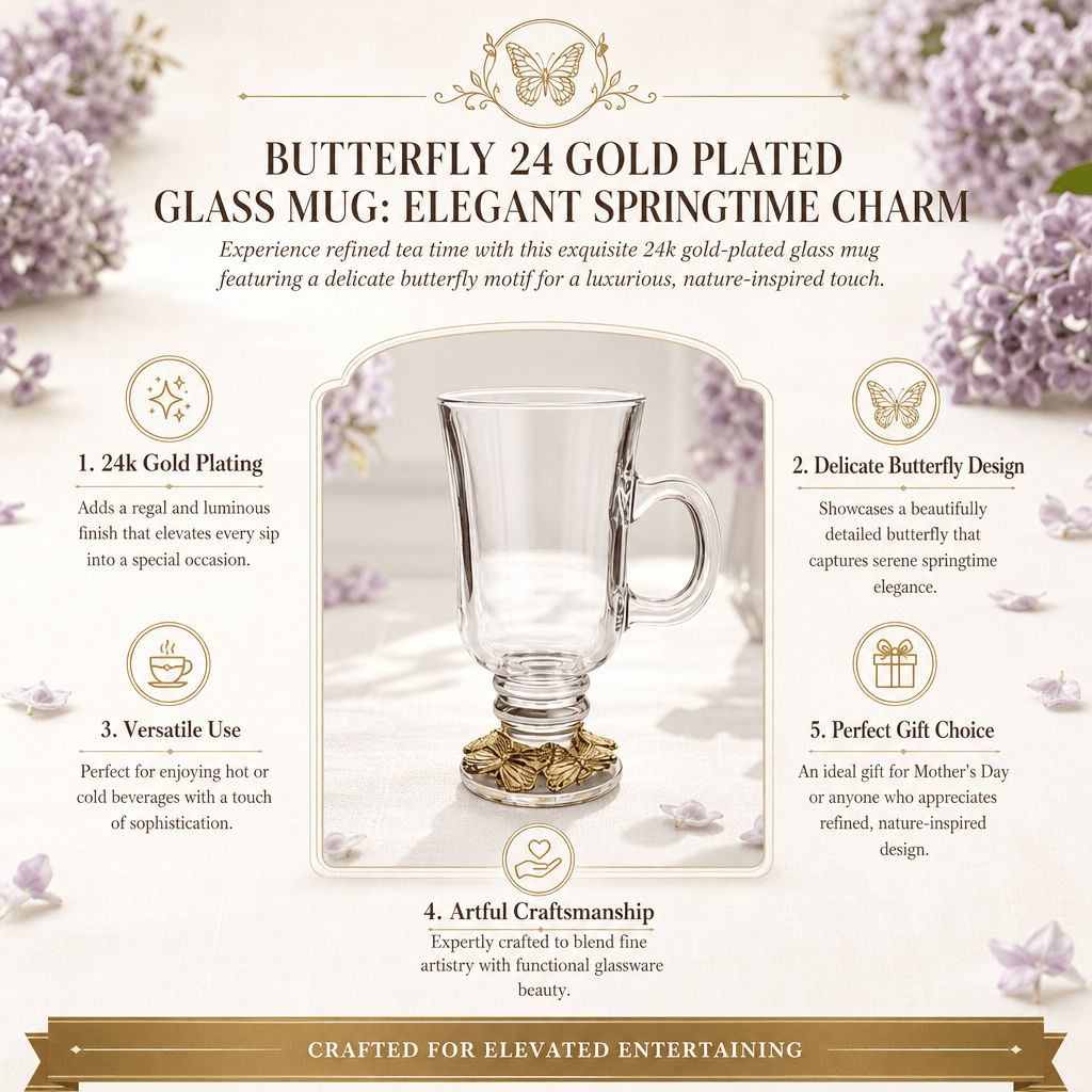 Arthur Court Butterfly Butterfly 24 Gold Plated Glass Mug