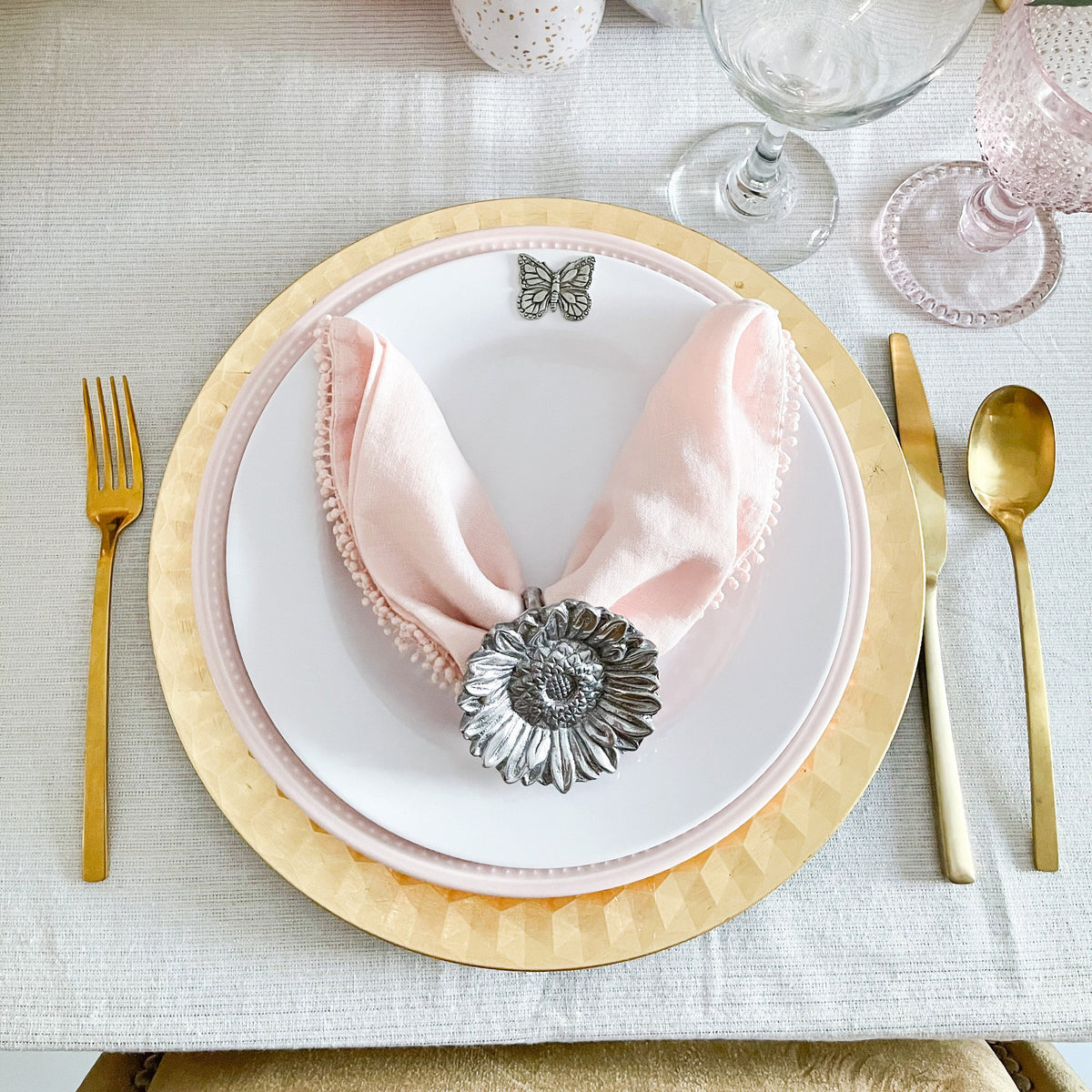 Arthur Court Butterfly Butterfly and Flower Napkin Rings