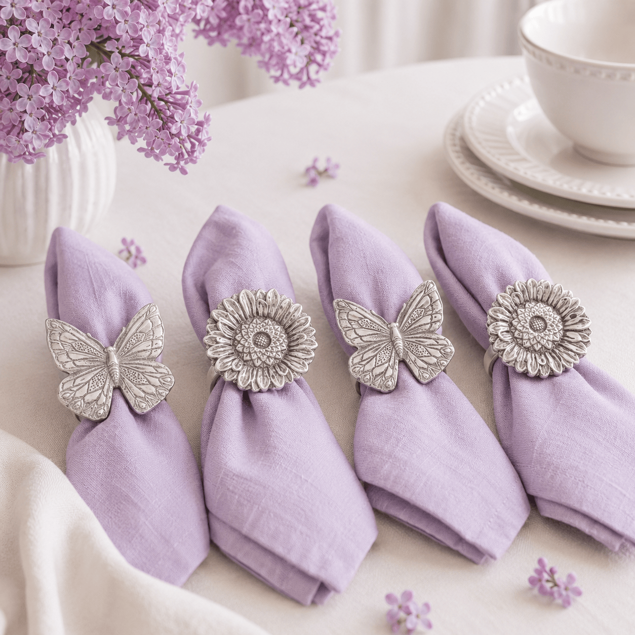 Arthur Court Butterfly Butterfly and Flower Napkin Rings