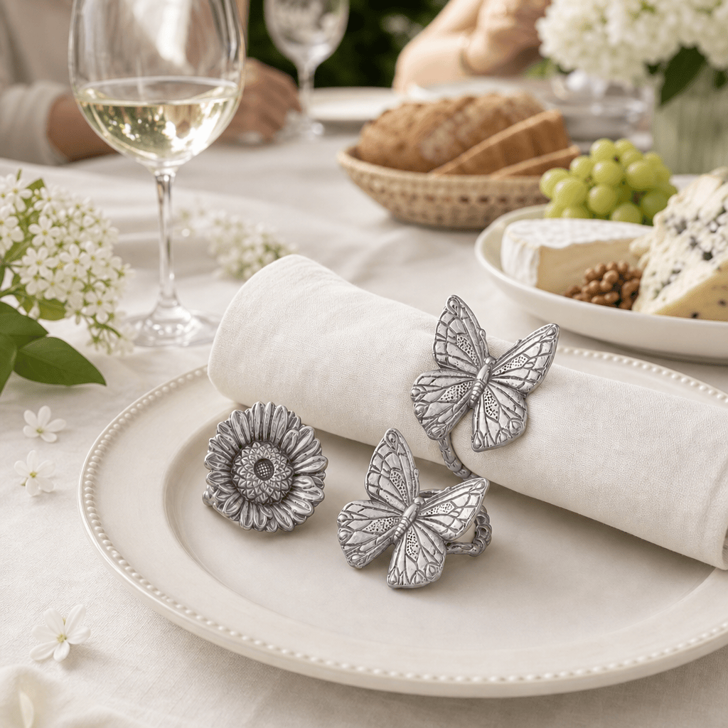 Arthur Court Butterfly Butterfly and Flower Napkin Rings