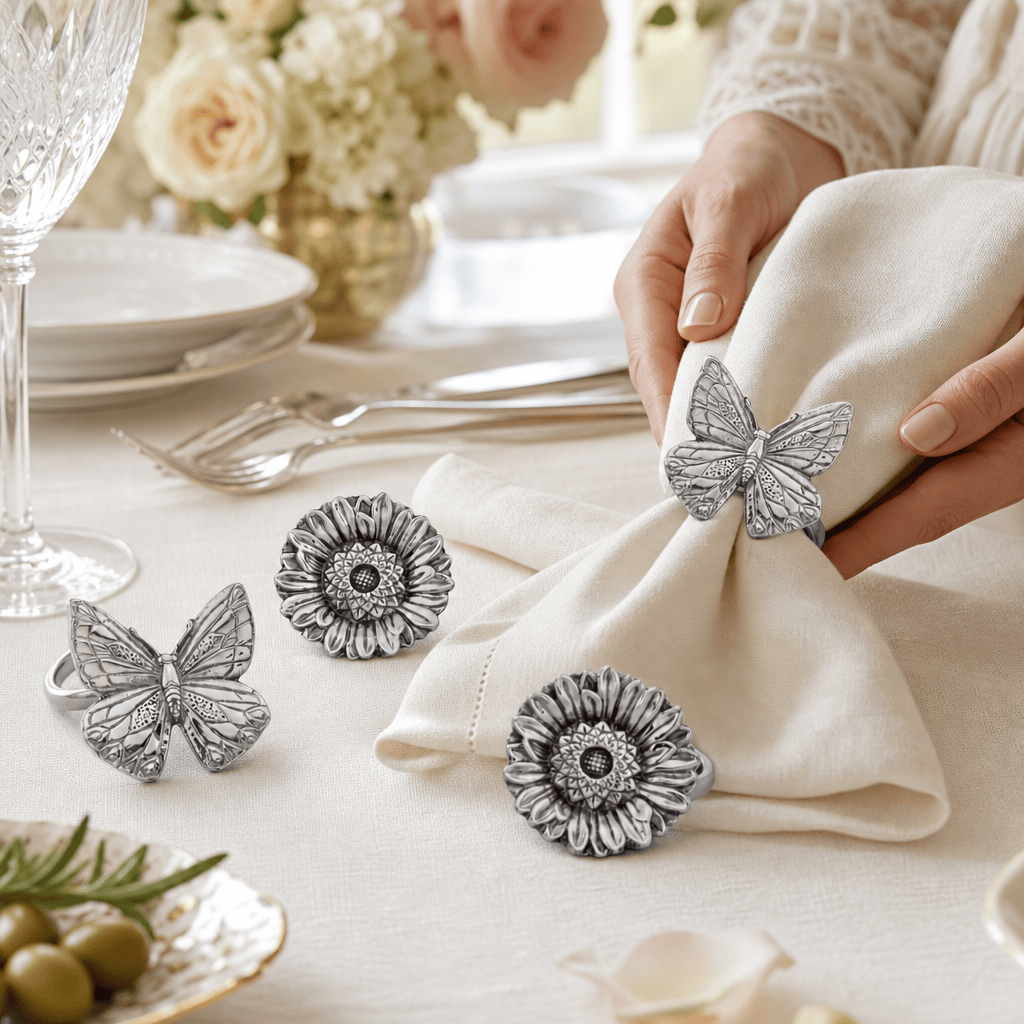 Arthur Court Butterfly Butterfly and Flower Napkin Rings