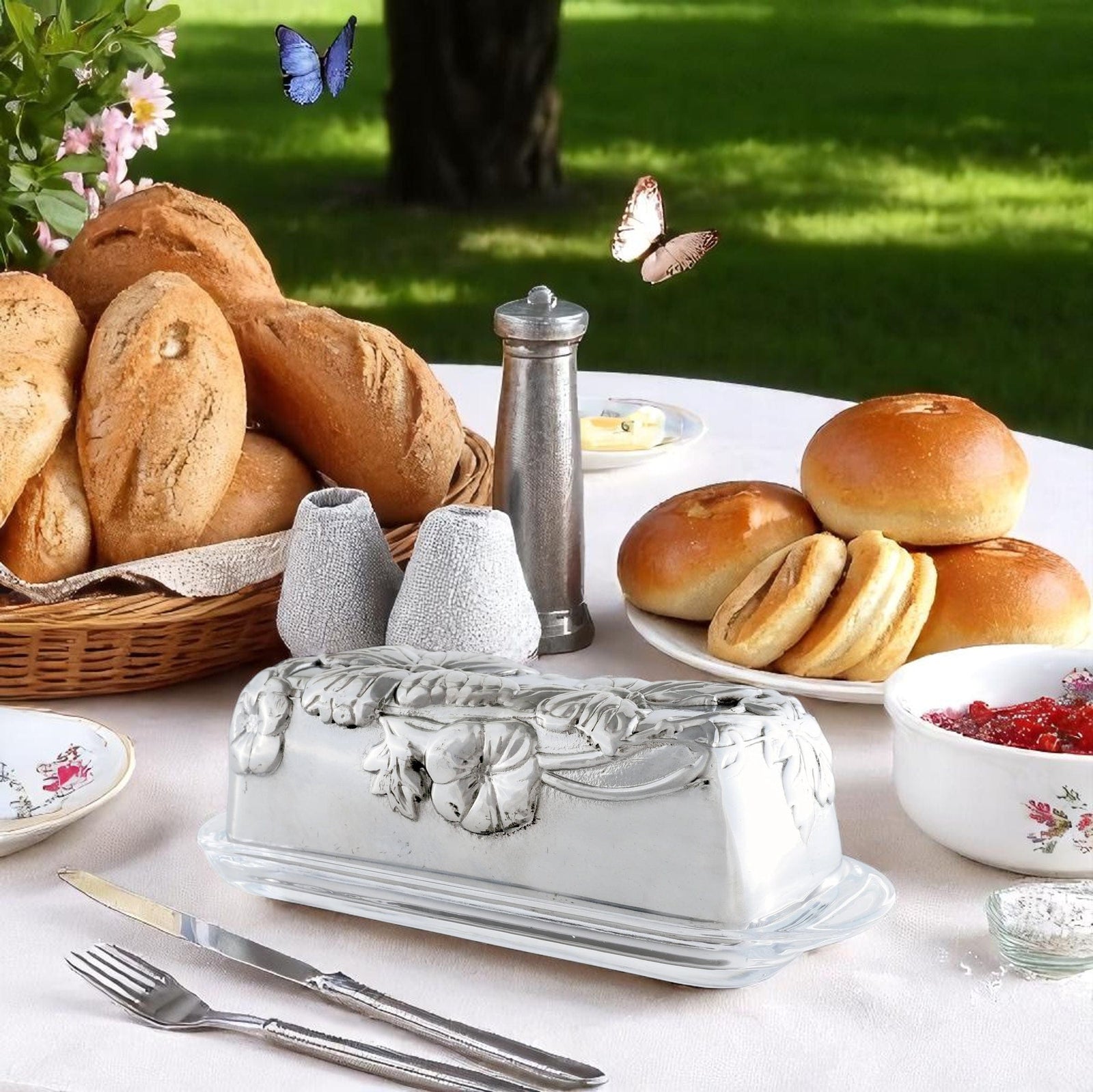 Arthur Court Butterfly Butterfly Butter Dish