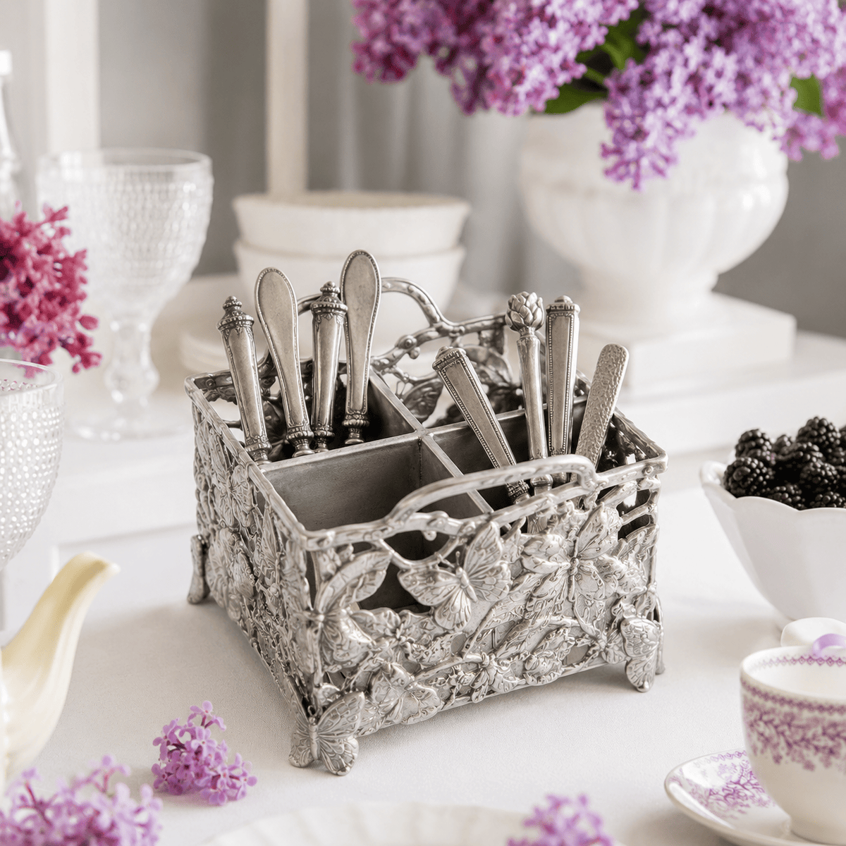 Arthur Court Butterfly Butterfly Flatware Caddy