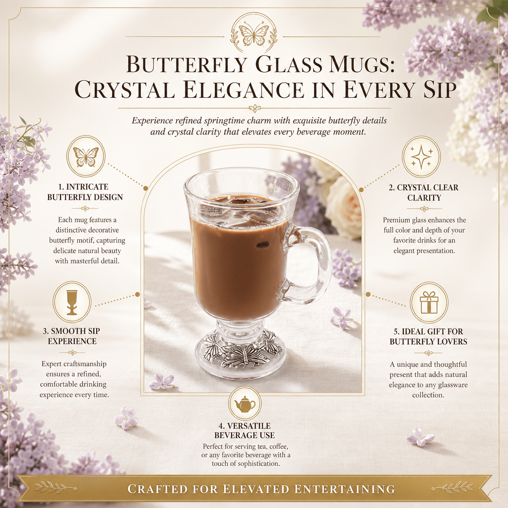 Arthur Court Butterfly Butterfly Glass Mugs