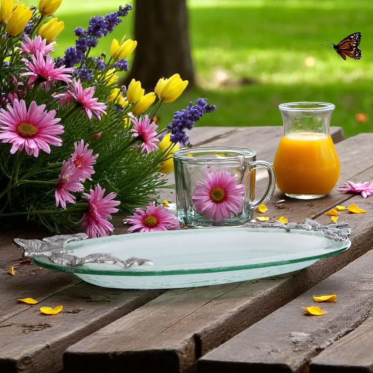 Arthur Court Butterfly Butterfly Glass Platter