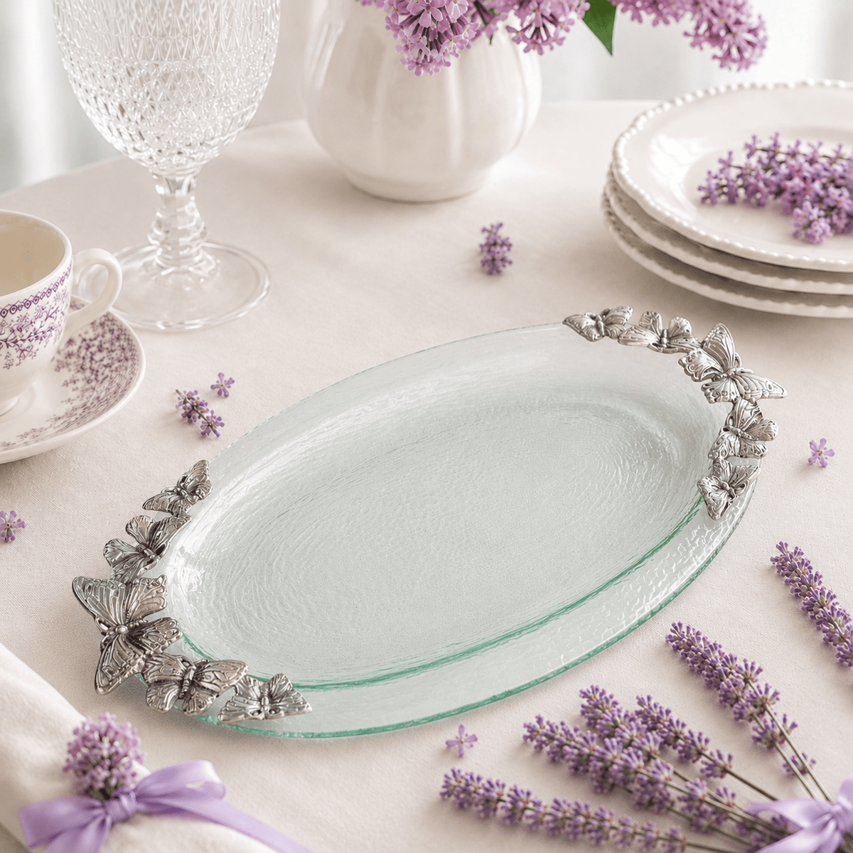 Arthur Court Butterfly Butterfly Glass Platter