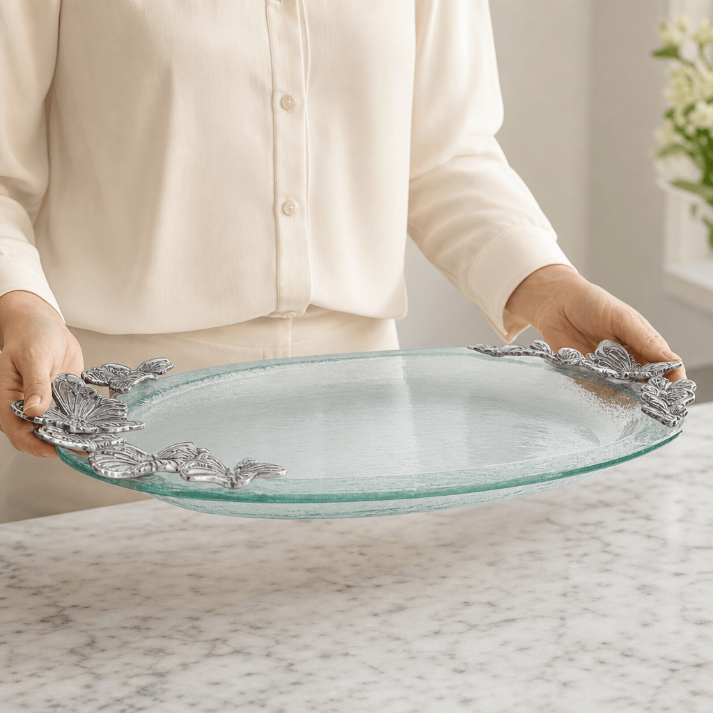 Arthur Court Butterfly Butterfly Glass Platter
