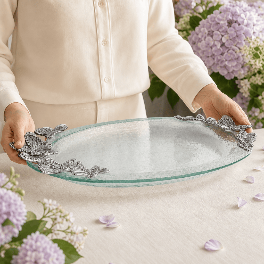 Arthur Court Butterfly Butterfly Glass Platter