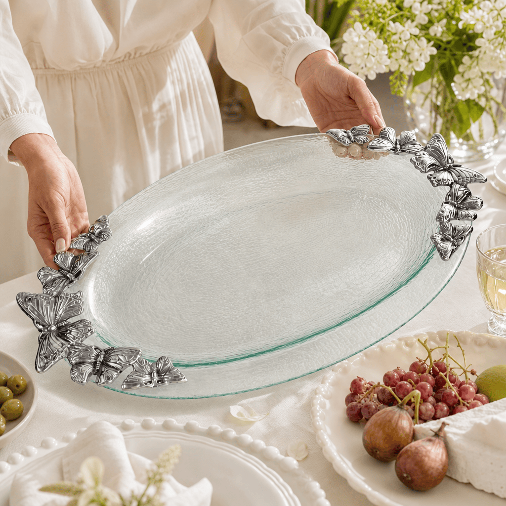 Arthur Court Butterfly Butterfly Glass Platter