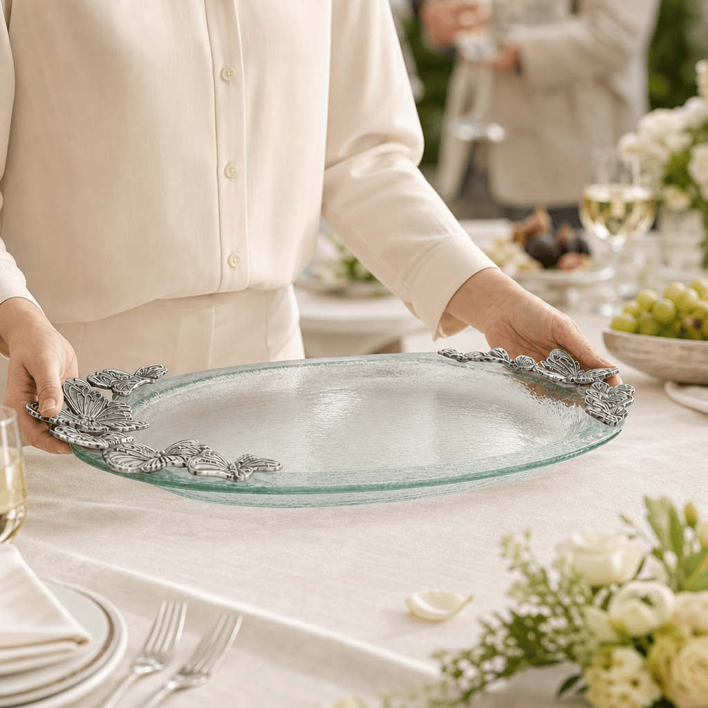 Arthur Court Butterfly Butterfly Glass Platter