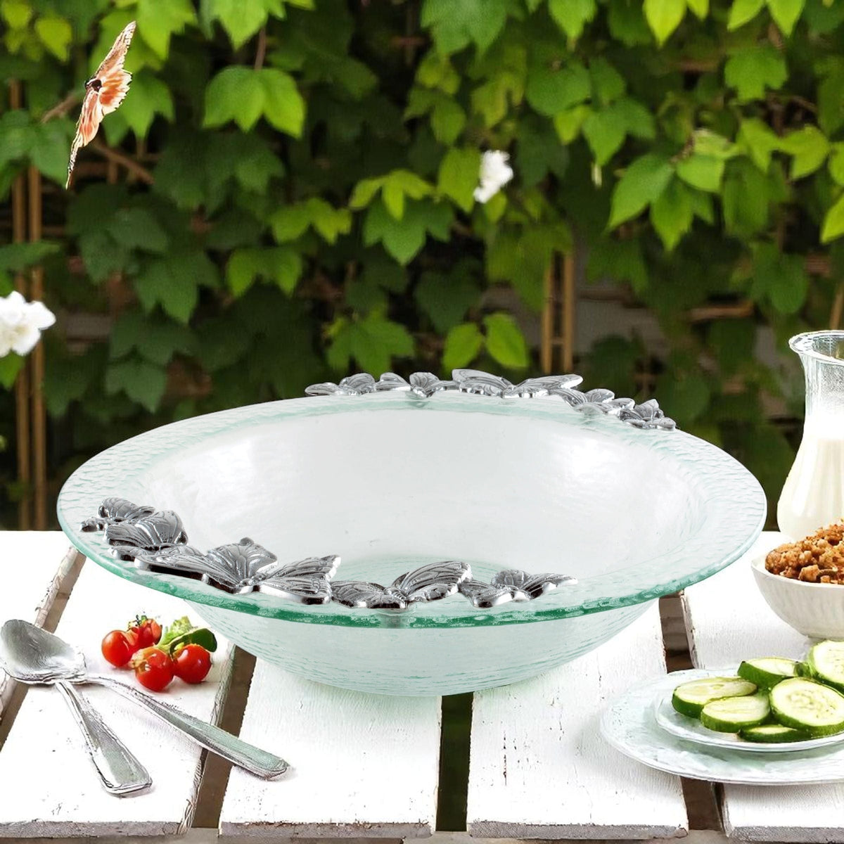 Arthur Court Butterfly Butterfly Glass Salad Bowl