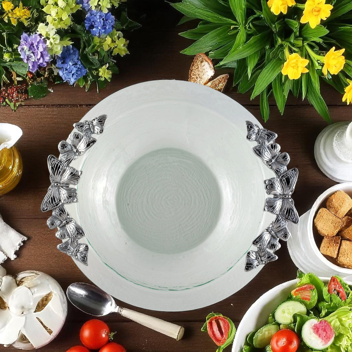 Arthur Court Butterfly Butterfly Glass Salad Bowl